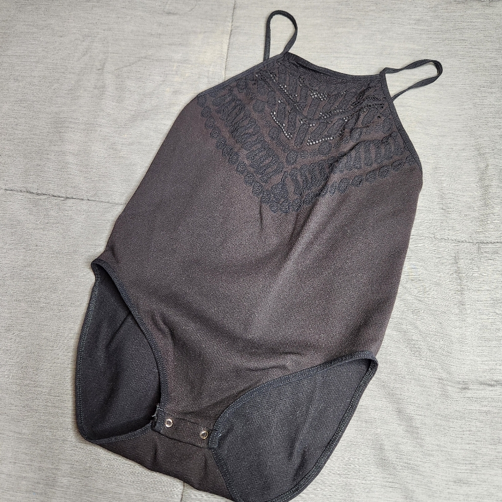 Intimately by Free People Solstice Laser Cut Black Bodysuit
